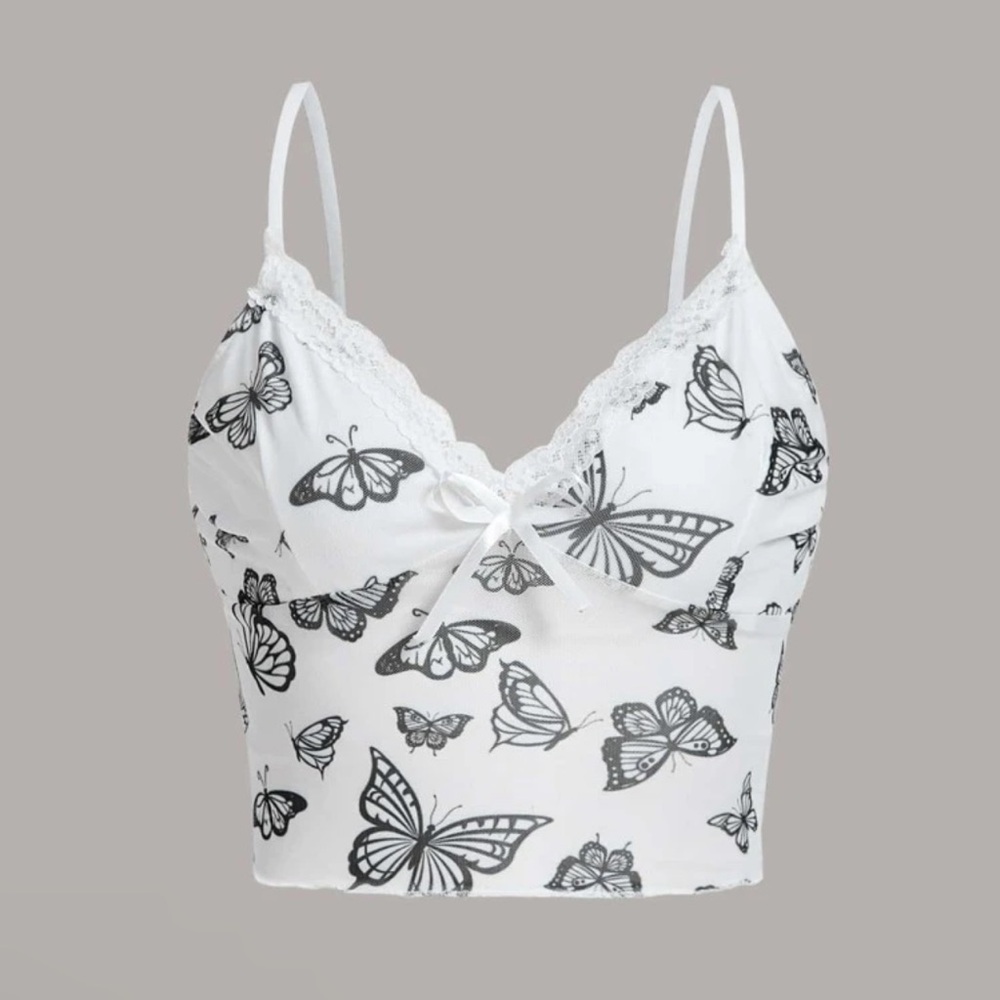 3/$10 NWOT mesh butterfly crop top small